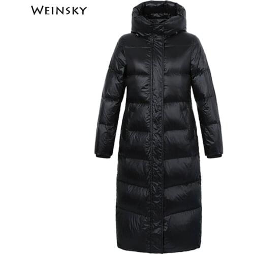 Women Long Down Jacket Hooded White Duck Down Jackets Winter Casual Style Warm Coats And Parkas Female Outwear