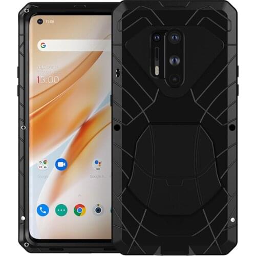 For Oneplus 7T 7Tpro 8 8pro Phone Case Hard Aluminum Metal Tempered Glass Screen Protector OnePlus Cover Heavy Duty Protection