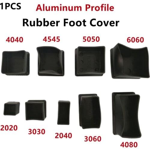 1pcs 2020 2040 3030 4040 Aluminum profile rubber Foot cover Foot Rest Thick Non-slip Foot Pad Square Tube Protective Case