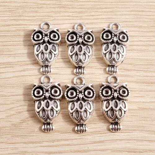 20pcs 13*23mm 2021 New Cute Owl Charms Pendants for Bracelets Handmade Craft Silver Color Charms Jewelry DIY Making Decoration
