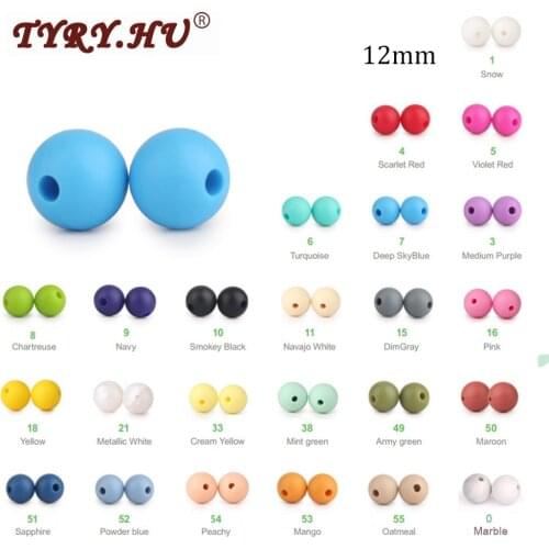 * 200pc 12mm Food Grade Silicone Beads BPA Free Baby Teether AccessoriesDIY Trendy Teething Necklace for New Moms Feeding Gifts