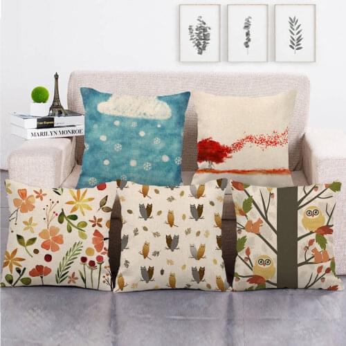 45cm*45cm seamless autumn leaves design throw cushion cover linen/cotton sofa pillow cover decorative pillow case