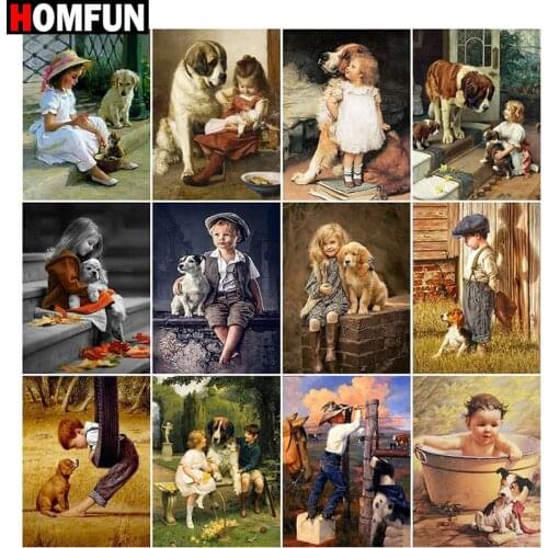 HOMFUN Diamond Painting "Character kid landscape" Cross Stitch Custom Photo Diamond Embroidery Square Round Drill Home Decor