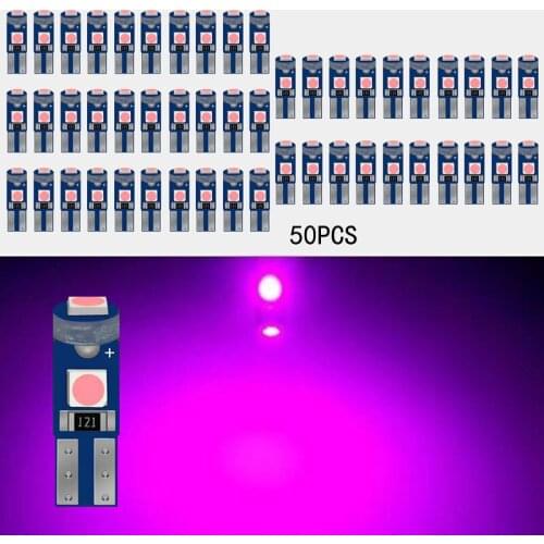 50Pcs/Lot Car LED Bulbs Super Bright Purple T5 3030 3SMD 12V Canbus Error Free Instrument Cluster Panel Dash Light,Plug and Play