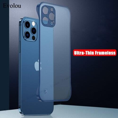 Frameless Phone Case for iphone 13 pro max Ultra-thin Translucent Matte Cover For iphone 13 mini 13pro Shell With Ring Lanyard