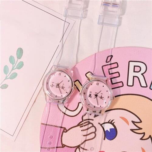 Pink Cute Cartoon Heart Watch Women Girls Fresh Color Chinese Round Dial Silicone Band Quartz Wrist Watch reloj