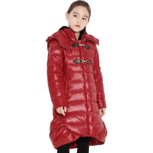 Childrens Clothing Girls' Fashion down Jacket Thicken Waist Hugging Big Kid Winter White Duck down Warm Jacket Big Kid