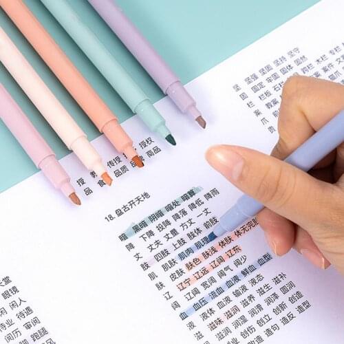 Double Heads Compact Quick Dry Pastel Colors Marker Pens School Supplies