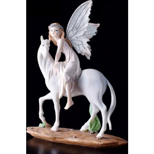EUROPEAN RESIN RIDING FLOWER FAIRY UNICORN ANGEL ORNAMENTS HOME LIVINGROOM TABLE FIGURINES DECORATION CRAFTS GIRL BIRTHDAY GIFTS