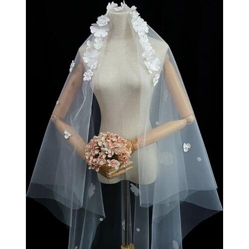 Bridal Veils Handmade Flower Pearl Long Wedding Accessory Wedding Photo Studio Accessories