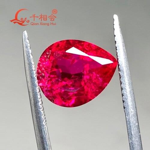 Pear shape natural cut Artificial ruby 5# including minor cracks and inclusions corundum loose gem stone