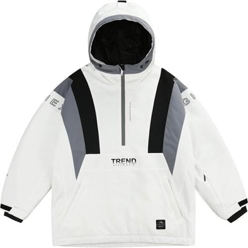 HIGH EXPERIENCE 2021 Winter New Hooded Couple Ski Suit Single Double Board Waterproof Windproof Warm Contrast Color Coat 12502