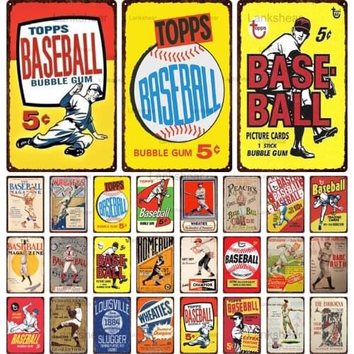 Lankshear Retro Tin Sign Baseball Vintage Metal Sign Decor Art Metal Painting Plaque Garage Gym Pub Bar Man Cave Home Wall Decor