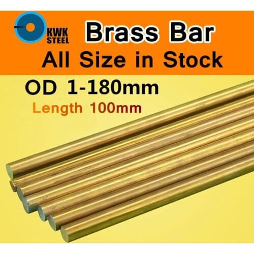 Brass Bar Round Grade of ASTM C28000 CuZn40 CZ109 C2800 H59 H62 Bars Shaft Stick Cu DIY Material CNC Mould Machine 100mm Length