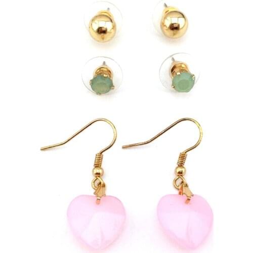 Star Style Fashion Jewelry Euro Vintage Acrylic Pink Heart Hanging Pendant Natural Shell Drop Earrings for Women