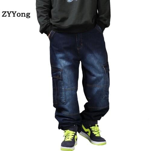 2021 Straight Fashion Tide Jeans Men Denim Pants Loose Leisure Hip Hop Cowboy Blue Trousers Brand Clothing Large Size 44