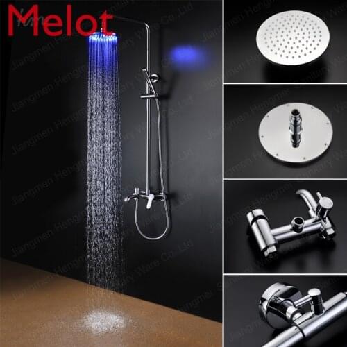 Shower Set Copper Wall-Mounted Bathroom Shower round Rotatable Lifting Shower Bathtub