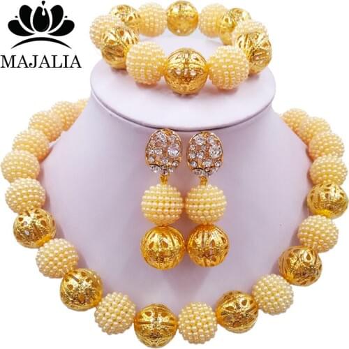 Majalia Fashion Classic Nigerian Wedding African Jewelery Set Champagne Crystal Necklace Bride Jewelry Sets Free Shipping 1ZQ003