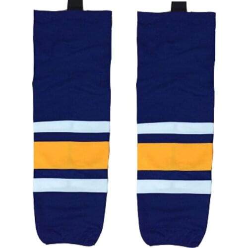 COLDINDOOR 100% Polyester Navy Ice Hockey Socks Cheap Shin Guards W010