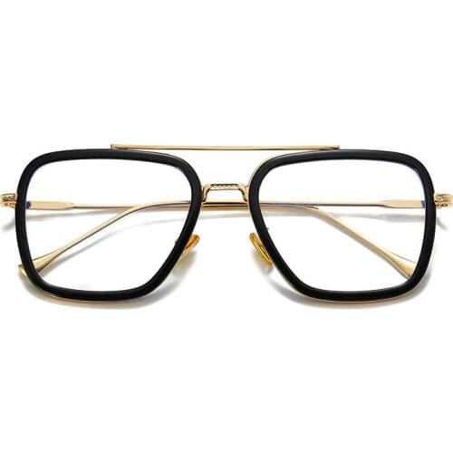 Vintage Square Glasses Frames Men Anti Blue Driving Glasses Retro Pop Eyewear Literature Spectacles Clear Yellow Lens