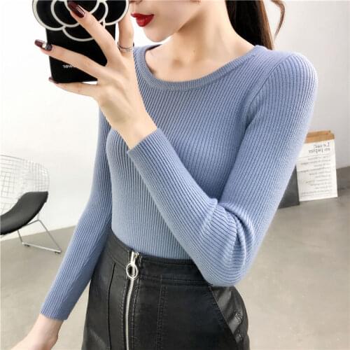 Autumn Winter Slim Sweater Women Pullover Tops Casual O Neck Pull Long Sleeve Black Knittwear Female Jumpers Solid Basic Sweater