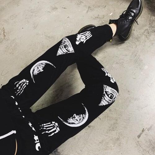 Punk Grunge Gothic trousers pant Harajuku Pentagram Long Sleeve Autumn Hollow Out Patchwork trouser Vintage trousers Gothic