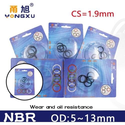 Rubber seal O-ring Boxed NBR thickness CS 1.9mm OD5/5.5/6/6.5/7/8/8.5/9/10/10.5/11/11.5/12/13mm Waterproof Gasket Washer Ring