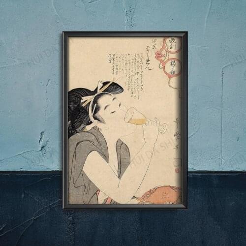 Shunga by Katsushika Hokusai – Woman Diver Dreaming Love with Octopus Poster, Print, Ukiyo e Print, Canvas Print Poster