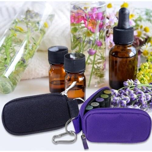 Essential Oil Bottle Storage Bag With Keychain 10 Bottles 5/10/15ml Nail Polish Bottle Holder Travel Portable Carrying Bag