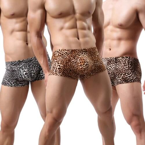 Men Sexy Boxer Short Leopard Breathable Boxers Sexy Mens Print Boxer Underwear Bodysuit Soft Comfortable Underpants