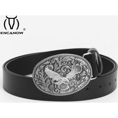 Western Cowboy Mens Belt Luxury Brand Really Leather Casual Eagle Head Zinc Alloy Buckle Personality Pants Gift Designer Strap