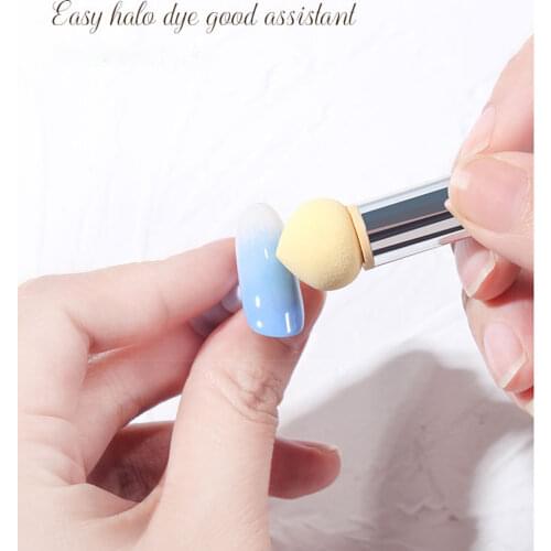 1pc Nail Painting Bloom Brush Double-ended Sponge Washable Gradient Painting Art Sponge Brush Purple /Blue Nail Paint Brush Tool