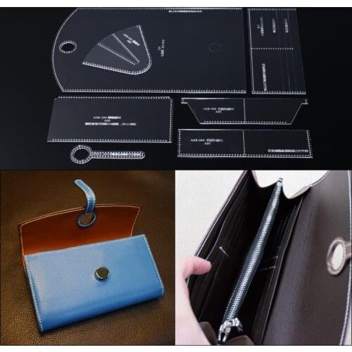 1 Set Clear Durable Acrylic Leather Template DIY Leathercraft Women Long Wallet Purse Stencil Sewing Pattern 20*10.8*1.5cm