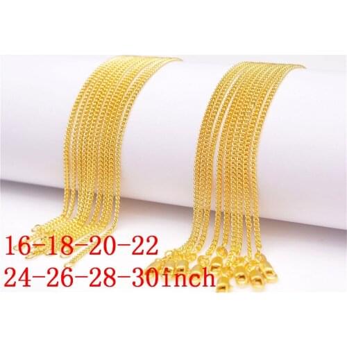 1PCS 16-30 Inches Gold Jewelry Yellow Gold Filled Necklaces Flat Curb Chain GF For Pendant DIY Accessories