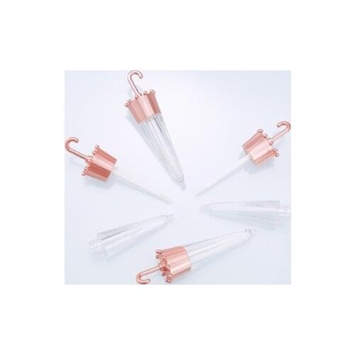 10/50Pcs 5.5ml Creative Umbrella Shaped Empty Lip Gloss Tube Lip Glaze Containers Refillable Cosmetic Bottle DIY Vials Rose Golb