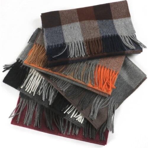 100% goat cashmere women fashion England style plaid thick scarfs long tassel 30x180cm coffee 4color