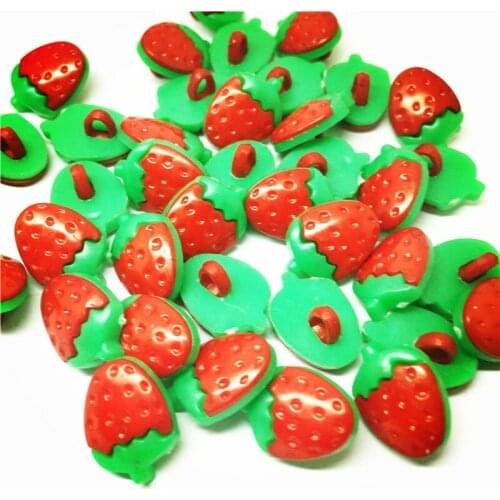 100pcs 11x15mm Red Strawberry Novelty Buttons Plastic Shank Dress Sweater Sewing Accessory Baby Fancy