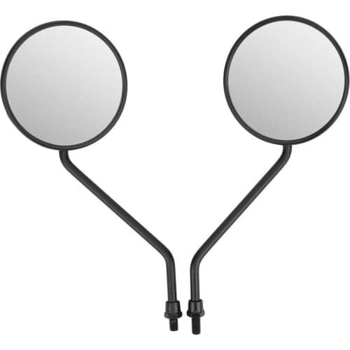 2Pcs 8mm/0.3in Rearview Mirror Universal Retro Round Side Mirrors for Motorcycle Electric Bicycle Scooter ABS Shell + Metal Rod