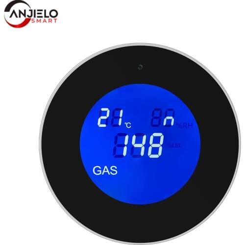 Anjielosmart Tuya Wifi/GPRS LCD Smart Combustible Gas Leak Alarm Sensor Temperature Monitoring Kitchen Security System