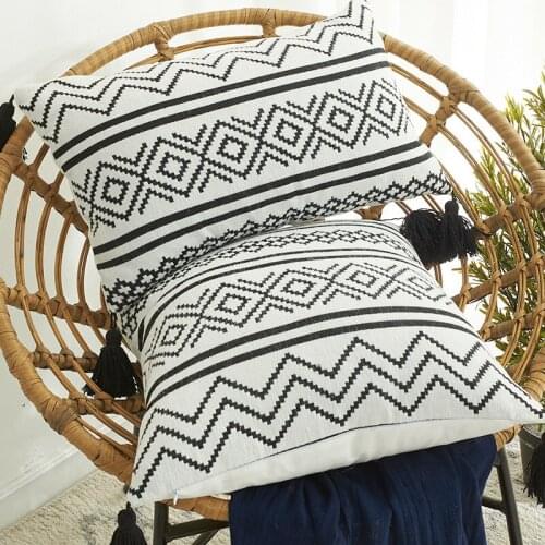 1Pcs Soft Sofa Decorative Cushion Cover 45x45cm 30x50cm Chenille Geometric Tassel Pillow Cases Home Decor poszewki na poduszki
