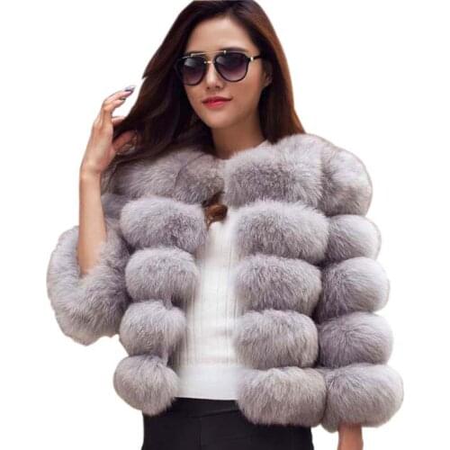 CP Faux Fur Factory Fox Faux Fur Coat Women Winter Warm Artifical Fur Coat Overcoat Female Ladies Fox Faux Furs Jacket Coat CP30