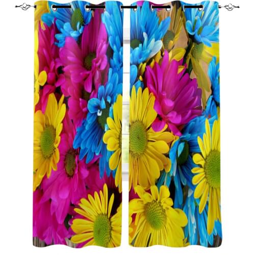 Flower Colorful Flower Cluster Window Curtains Window Blinds Living Room Decor Bedroom Kids Curtain Panels With Grommets