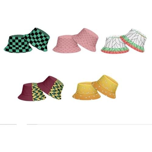 Demon Slayer Cosplay Sunscreen Fisherman Hat Summer Outdoor Sunscreen Sun Hat