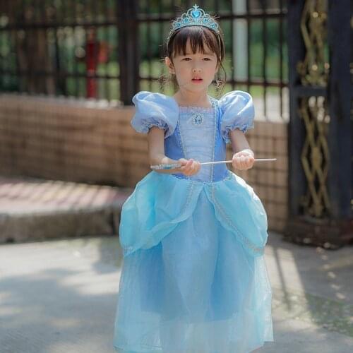 Disney Kids Dresses for Girls Costume Princess Dress Halloween Christmas Party Cosplay Childrens Clothing Elegant Cinderella