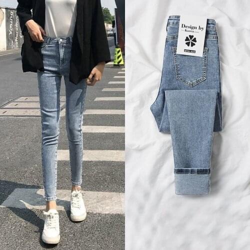 High-waisted Jeans for Womens Small-leg Pants Spring Autumn Denim Slim Ankle Length Pencil Pants