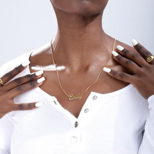 Personalized Necklace Custom Name Jewelry Gold Box Chain Handmade Charm Choker For Women Men Christmas Gift BFF Bijoux Femme