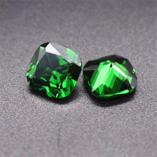 Joanlyn Emerald Square Faceted Gemstone Cushion Cut Medium Green Emerald Gem Multiple Sizes to Choose C33E