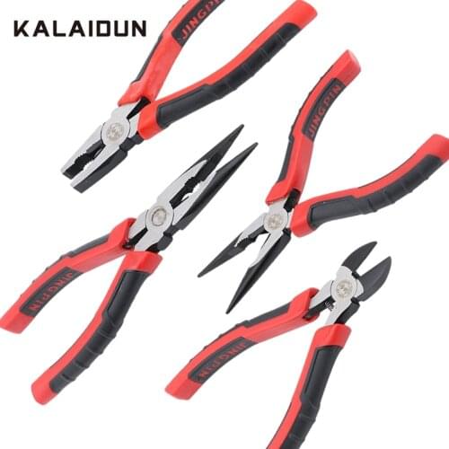 KALAIDUN Wire Cutter Stripper Crimper Crimping Pliers Cutting Tool Diagonal Long Nose Plier 6-8 Inch Household Repair Hand Tools