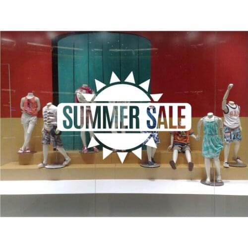 Summer Sale Quote Wall Stickers Windows Decal Vinyl Sun Pattern Creative Design Shop Decals Modern Removable Art Mural DIYSYY634