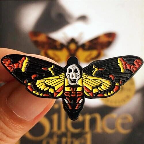 The Silence of the Lambs Moth Deaths Head Moth Brooch Pins Enamel Metal Badges Lapel Pin Brooches Fashion Jewelry Accessories
